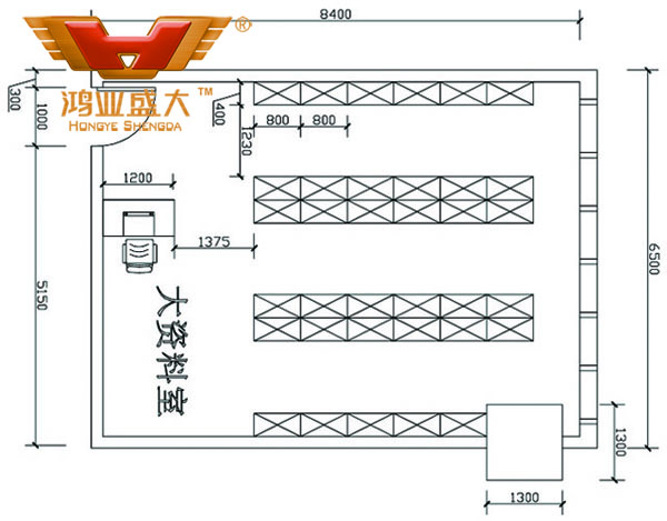 鸿业设计师凭证客户提供尺寸，，，，设计资料档案室家具CAD平面图